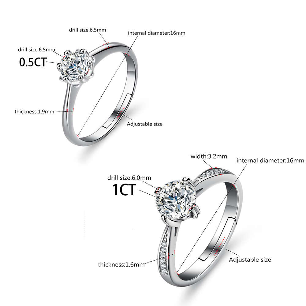Ct D Color Moissanite Diamond Rings Wedding Band For Women Sterling Sier Plated White Gold Promise Ring Certified