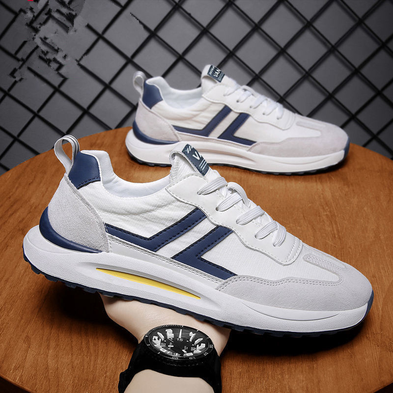 Men Shoes White Fashion Lace Up Style Retro Breathable Soft Sole Casual Shoes Comfortable Outdoor Running Sports Shoes
