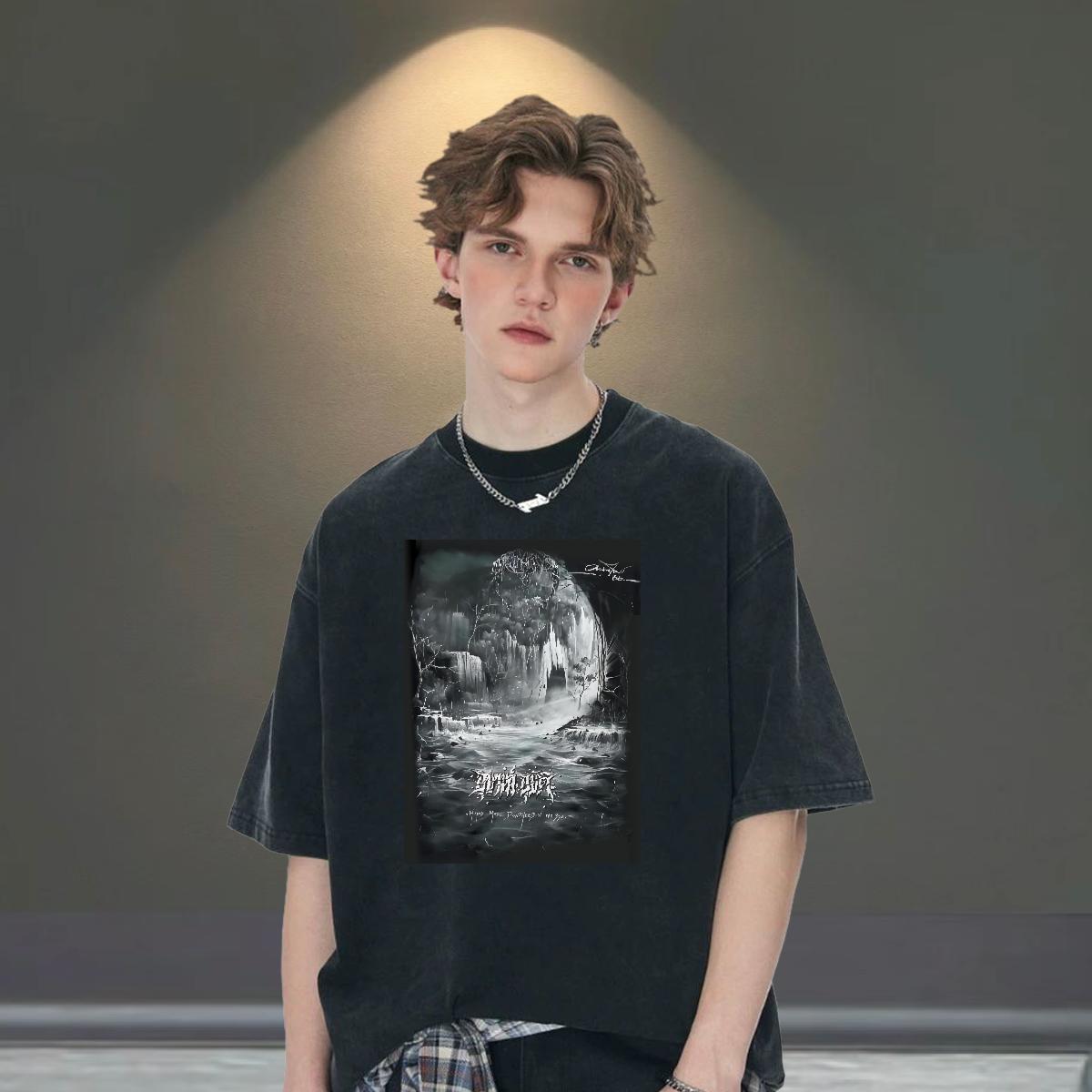 High Quality Mens Tshirts Short Sleeve Cotton O-Neck Street wear Hip Hop Mens T Shirts DIY Anime 2024 New Clothes