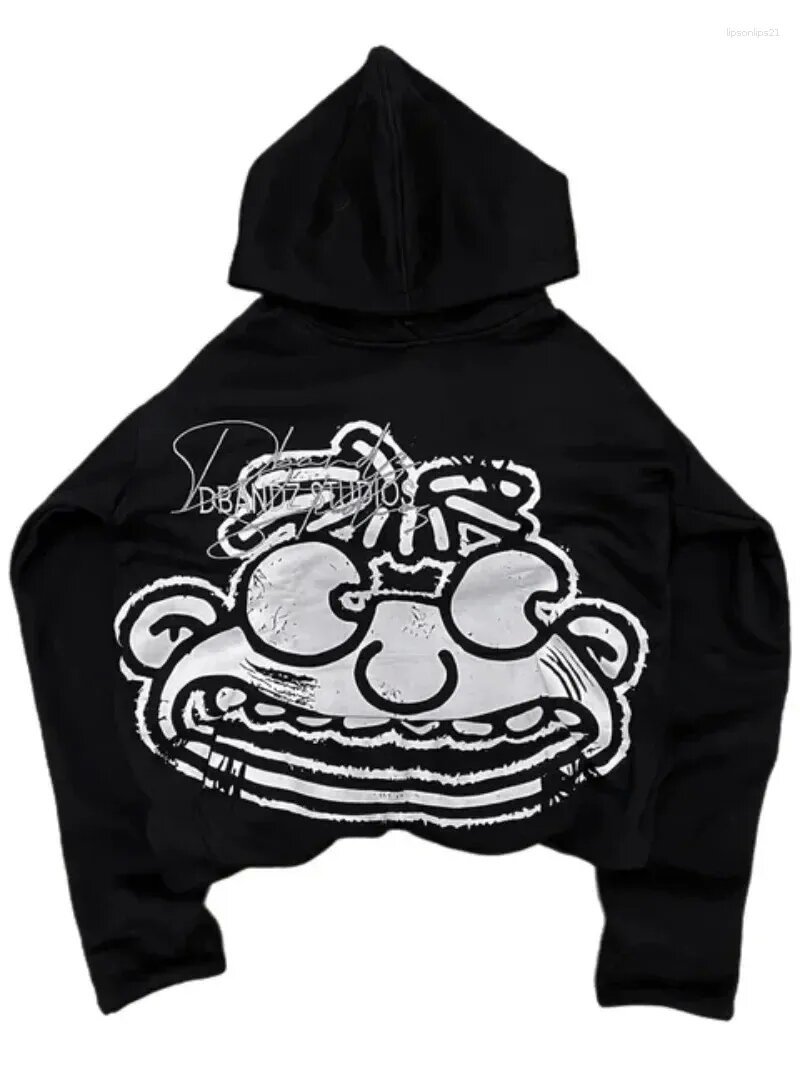 Men's Hoodies Streetwear Y2K Pullover Hoodie Harajuku Hip Hop Cartoon Graphic Print Oversized Sweatshirt Gothic Clothing Men Women