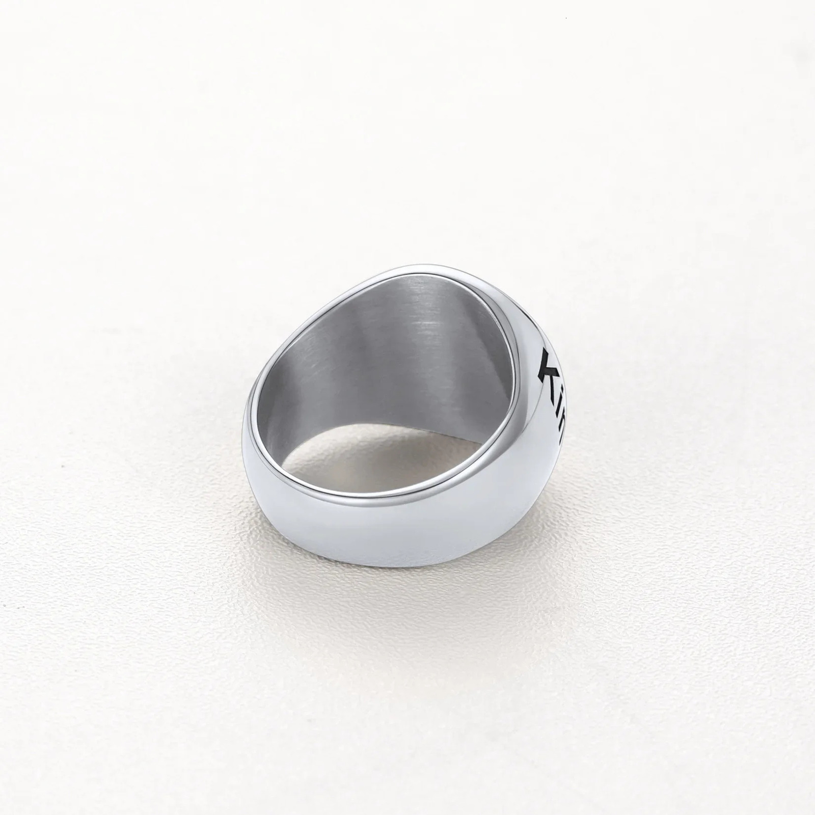 U7 Personalized Round Laser Engraved Signet Ring Black Surface Stainless Steel Name Union Team Family Class Ring Custom Jewelry 240530