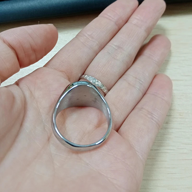 Wholesale 925 Solid Silver Engraved Name 13mm Ring Customized 3D or Flat Engrave Name Po Round Ring Signet Rings For Cindy 240530