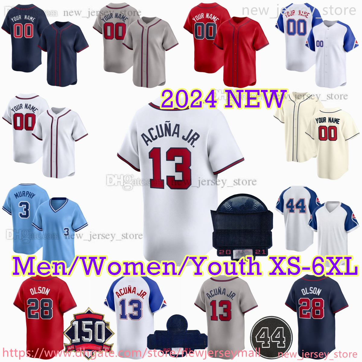 Custom XS-6XL 2024 City Connect 13 Ronald Acuna Jr. Baseball Jersey Matt Olson Dansby Swanson Max Fried Austin Riley Chipper Jones Aaron Ozuna d'Arnaud Strider Jerseys