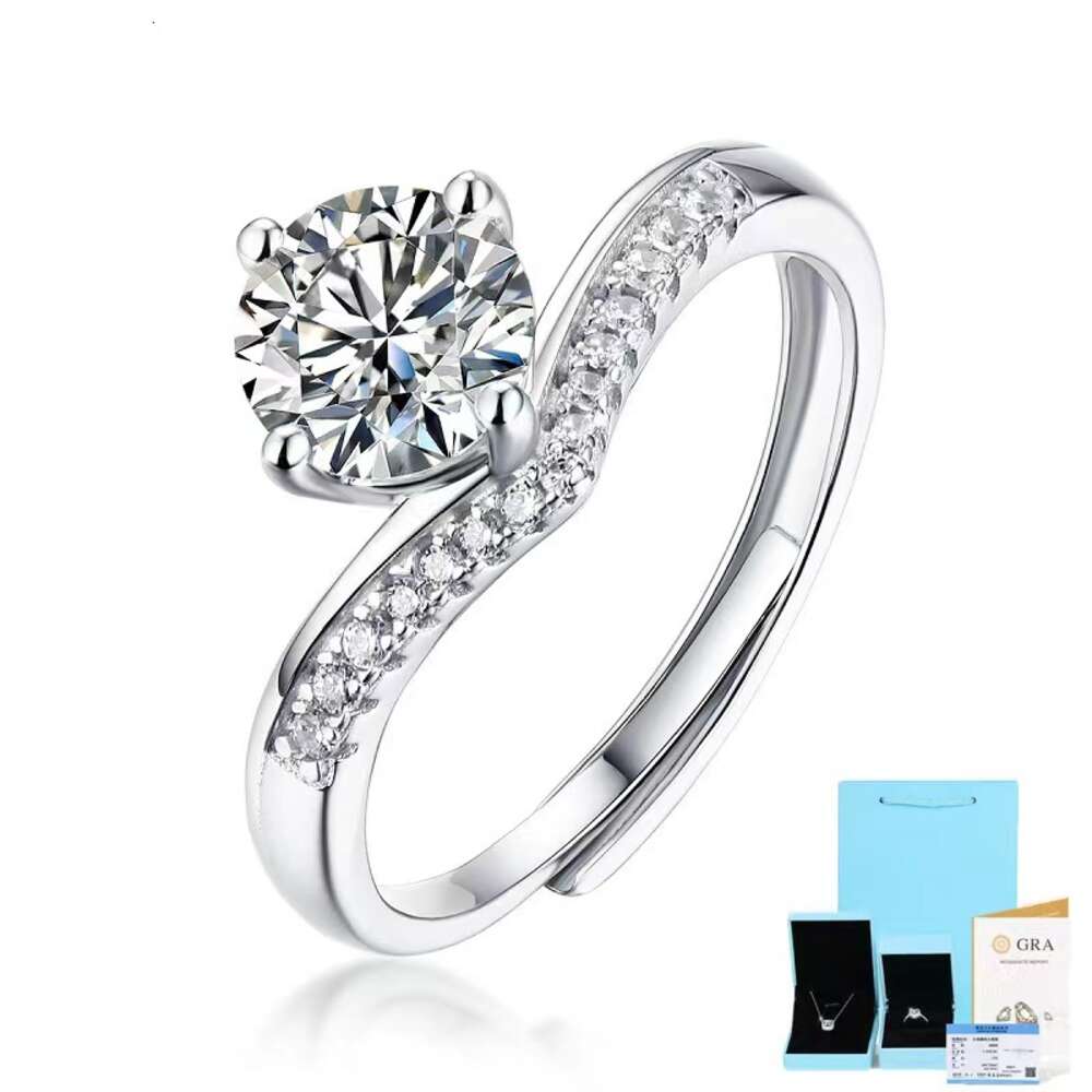 moissanite dia passed GRA Dia test sier gold engagement six claw mosanite women's ring gift with box and certificate
