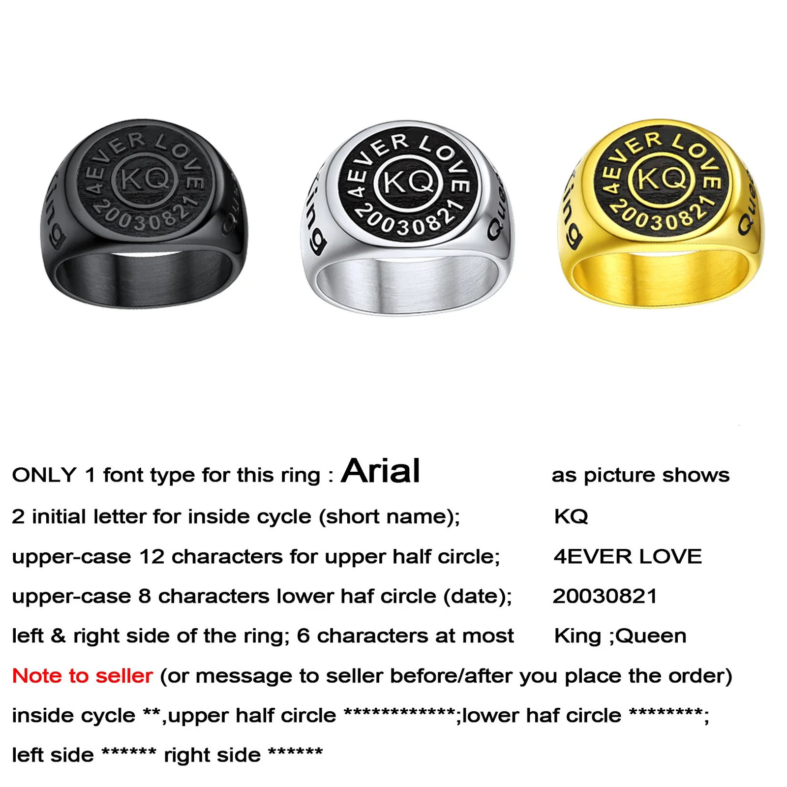 U7 Personalized Round Laser Engraved Signet Ring Black Surface Stainless Steel Name Union Team Family Class Ring Custom Jewelry 240530