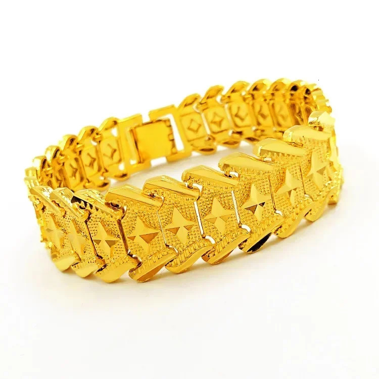 24K real Gold Mens Bracelet Star Real 9999 Steel Seal y240520