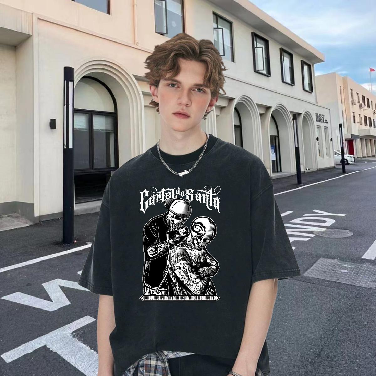 2024 T shirt Anime Print Couples T Shirts Street wear Hip Hop Breathable Short Sleeve Wholesale Tees