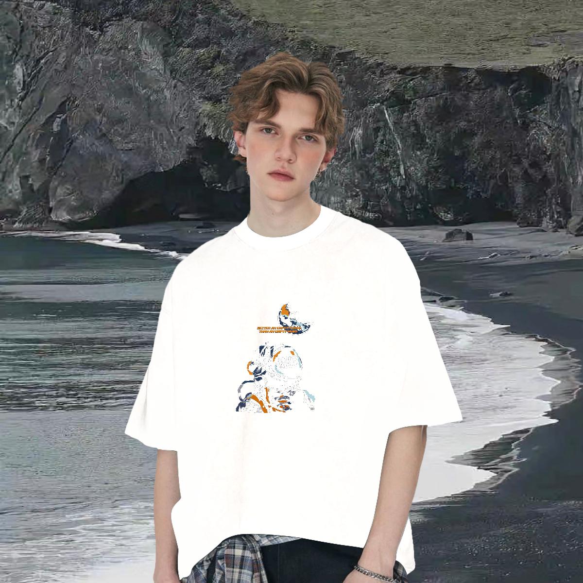 Loose Fit T Shirt For Man Street wear Hip Hop Short sleeve Cotton Soft Tshirt for Man Woman DIY Customized Anime Tees Shirts