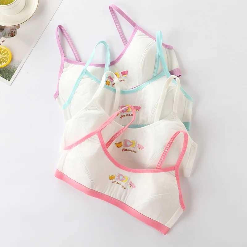 Camisole Camisole 4 pieces/batch Youth Girls Bra Cotton Girls Bra Back Button Design Youth Girls Training Bra Breathable Girls Underwear WX5.31