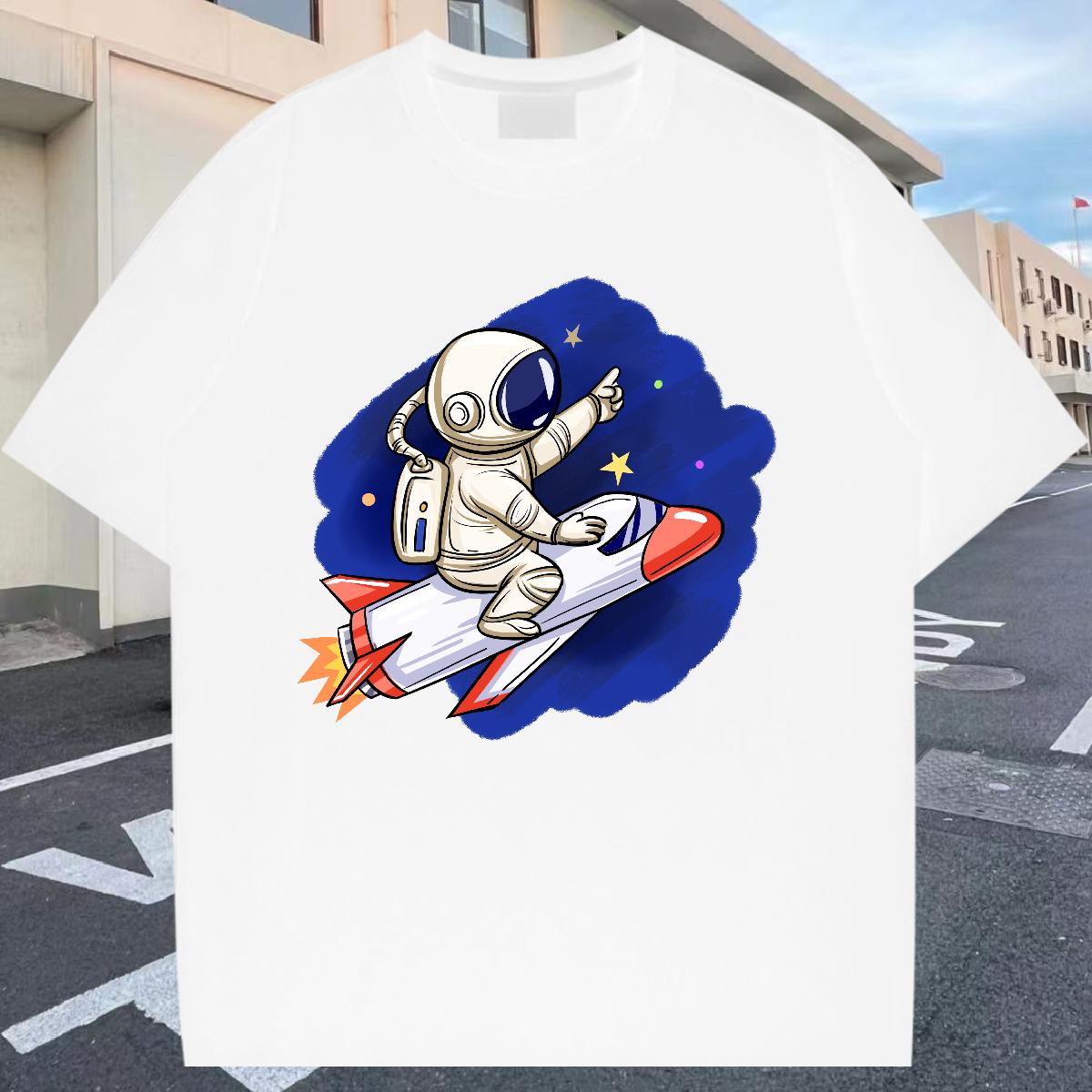 Loose Fit T Shirt For Man Beach 180g Cotton Men Clothes T-Shirt Fashion New Plus Size Cartoon Tees