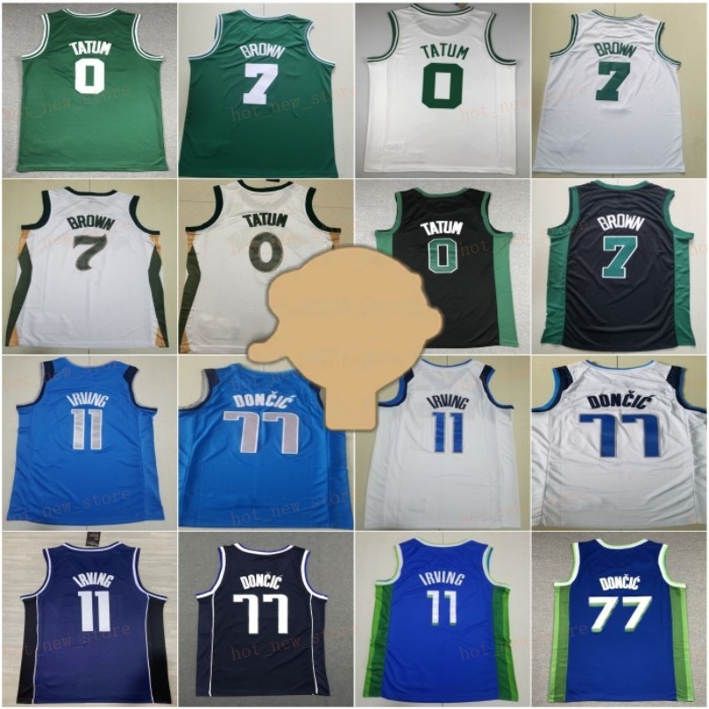 2024 Finals 77 Doncic 11 Irving Jersey 2023-24 New Basketball 0 Tatum 7 Brown Jerseys Green White Navy Blue Shorts Breathable