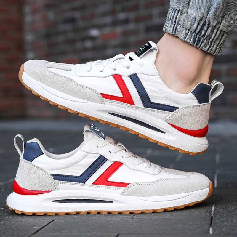 Men Shoes White Fashion Lace Up Style Retro Breathable Soft Sole Casual Shoes Comfortable Outdoor Running Sports Shoes