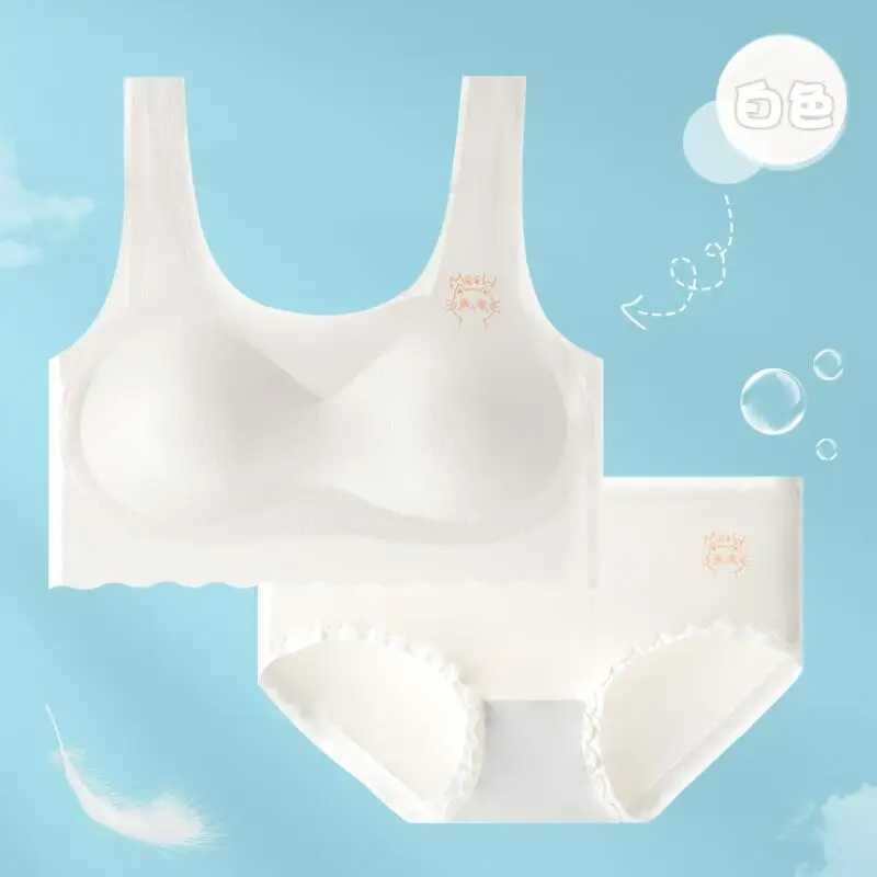 Camisole Camisole Girls bra and underwear set youth development stage lace seamless bra+2-piece set youth underwear WX5.31