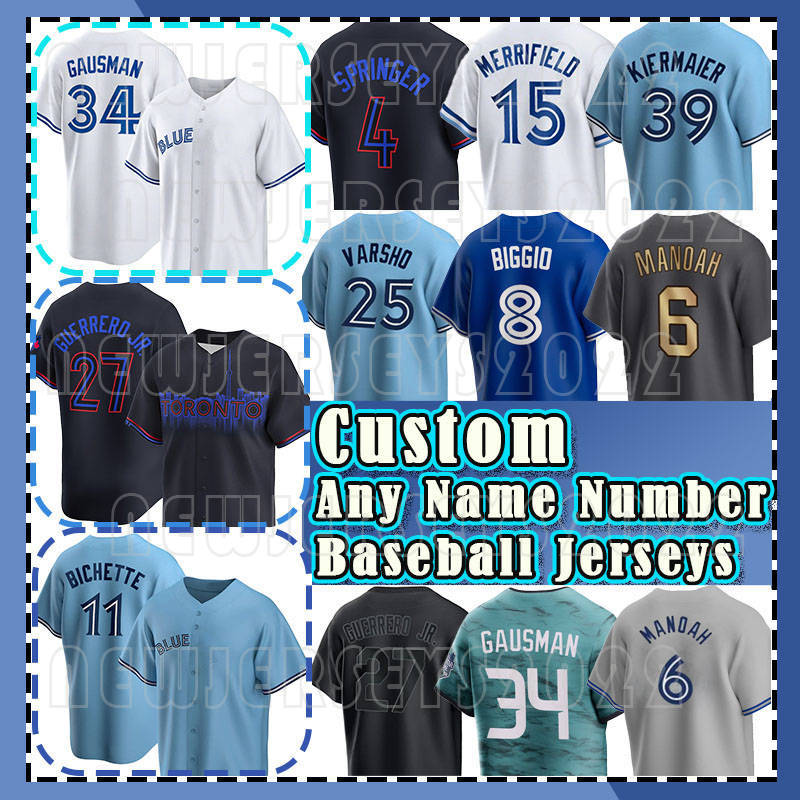 34 Kevin Gausman 27 Vladimir Guerrero Jr. Baseball Jersey Blue George Springer Bo Bichette Roberto Aloma Justin Turner Kevin Kiermaier Jays Cavan Biggio Alek Manoah