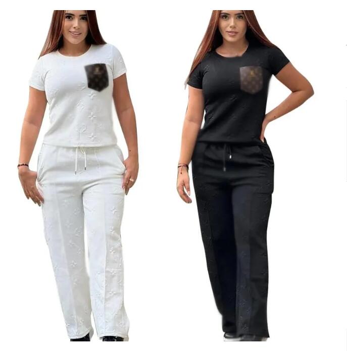 Womens Tracksuit designer Two Piece Pants Tracksuit Sporty Sweat Suit Women Casual T-shirt and Trouser Sets Free Ship