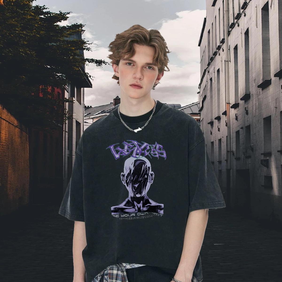 Cool Men Clothes T-Shirt Breathable Short Sleeve High Street Hip Hop Mens T Shirts Custom Anime Brand Tops