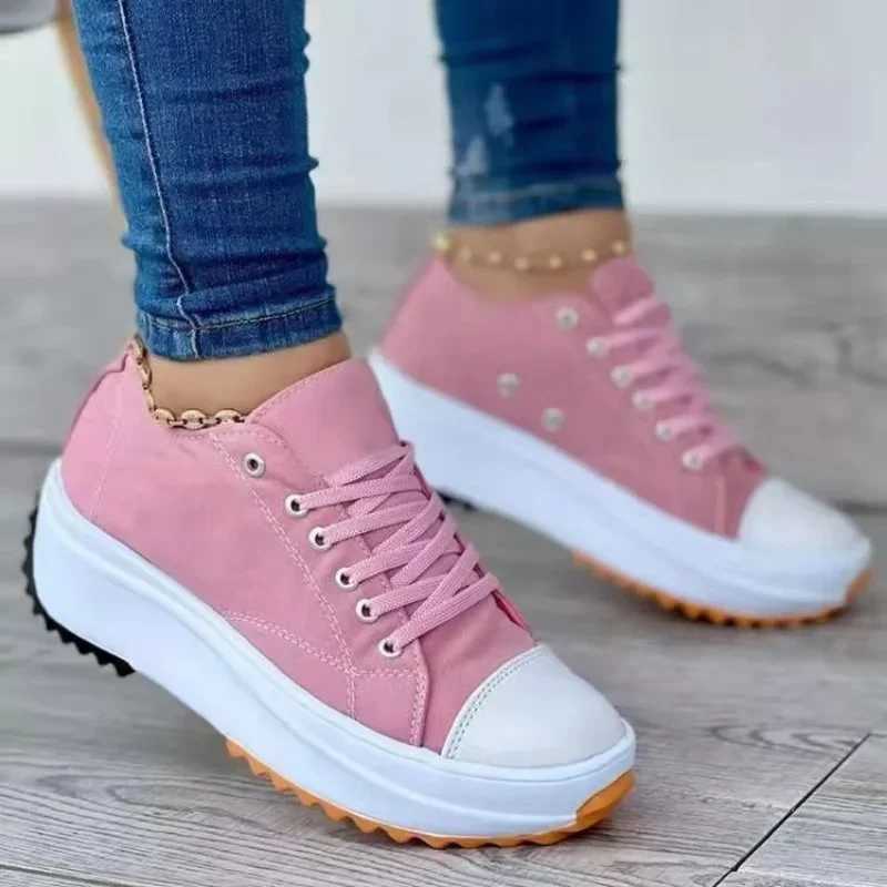 Casual Designer Canvas Shoes: Breathable Lace-Up Platform Sneakers for Women 4