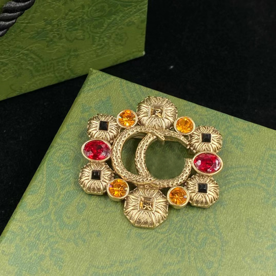 Fashion Floral Colored Gemstones Pins Brooches 14k gold Designer brooches for men and women gift jewelry