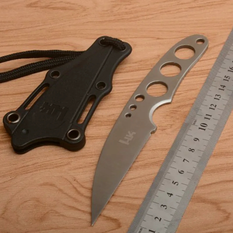 CS HK10 Neck Knife Mini Tactical Fixed Blade with Kydex Sheath Outdoor Camping Knives Survival Self-defense Portable Faca Pocket Utility EDC Tools