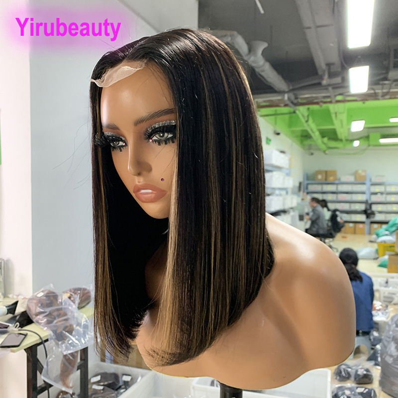 Yirubeauty P1B/8 Color Indian 100% Human Hair 2X6 Kim Lace Closure Bob Wig 10-14inch Silky Straight 150% 180% 210% Density