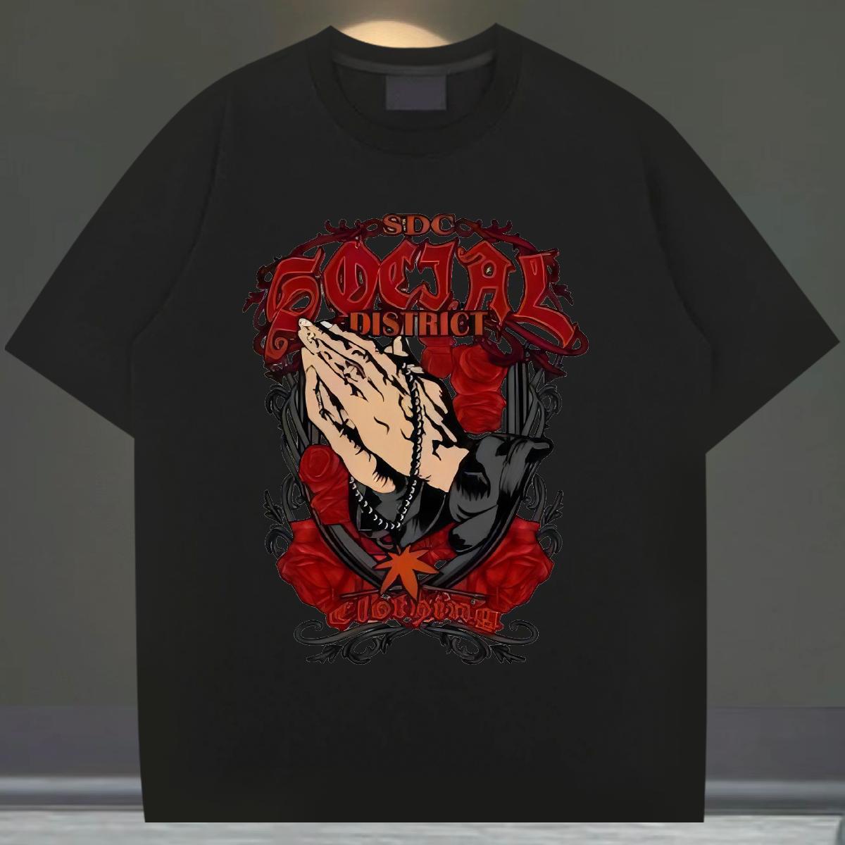 Designer Men T Shirts Black White High Street Hip Hop Men Tops Tees Crew Neck Cotton Popular Polos