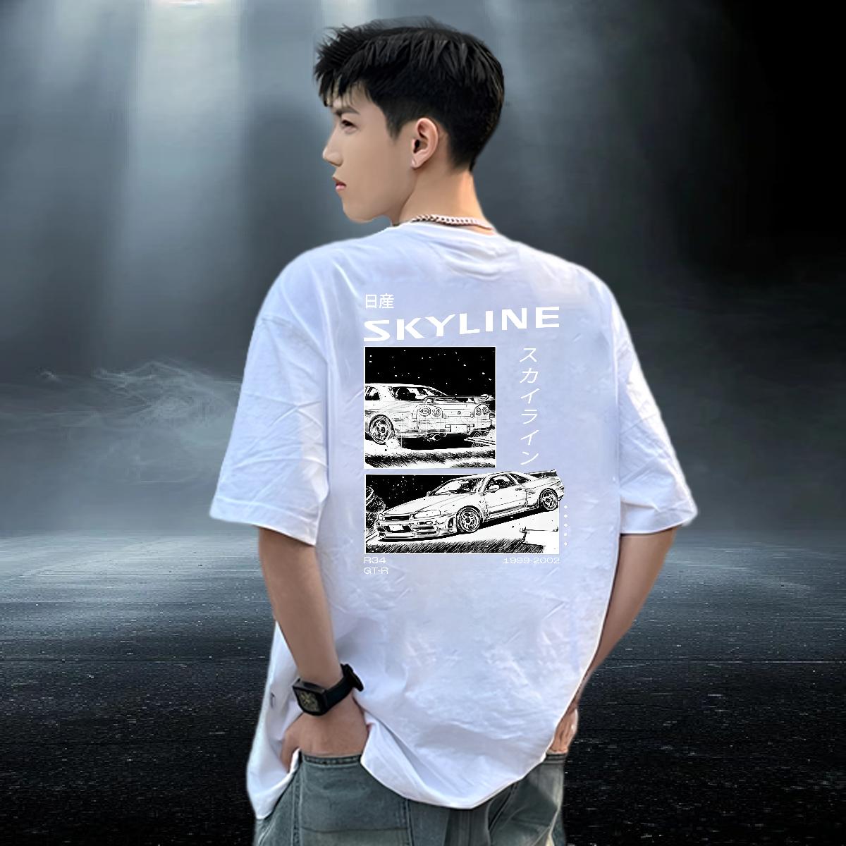 High Quality T-Shirts for Men Spring Summer 180g Cotton Tshirts New Cartoon Print Polos
