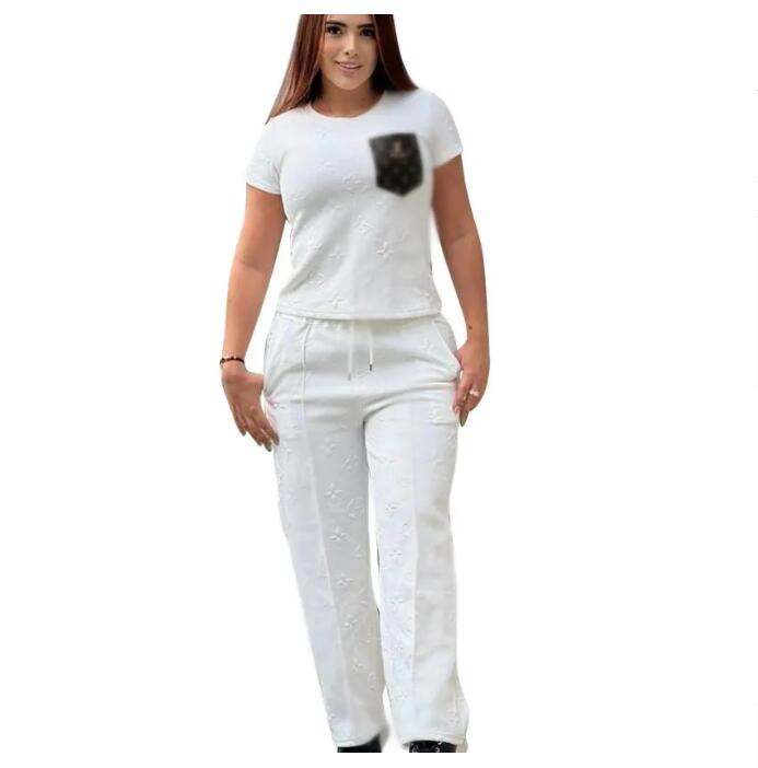 Womens Tracksuit designer Two Piece Pants Tracksuit Sporty Sweat Suit Women Casual T-shirt and Trouser Sets Free Ship
