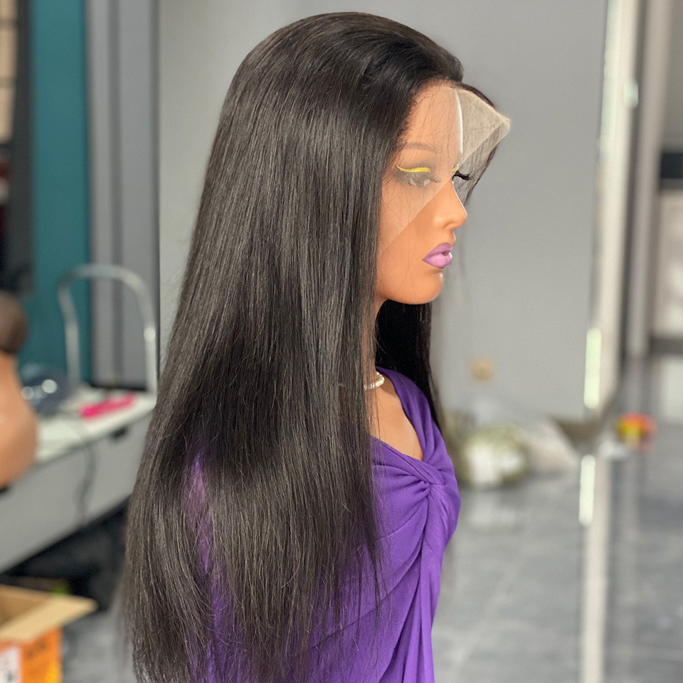 180% Density Front Lace Human Wig 13x4 Top Swiss Lace Glueless Without Glue Front Wig Headband Natural Straight Hair long hair Wigs of Women