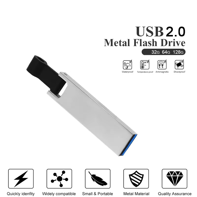 USB 2.0 Flash Drives 128GB 64GB 32GB 16GB 8GB External Storage Pendrives Metal Thumbdrive Memory Stick Usb Stick for PC/Laptop