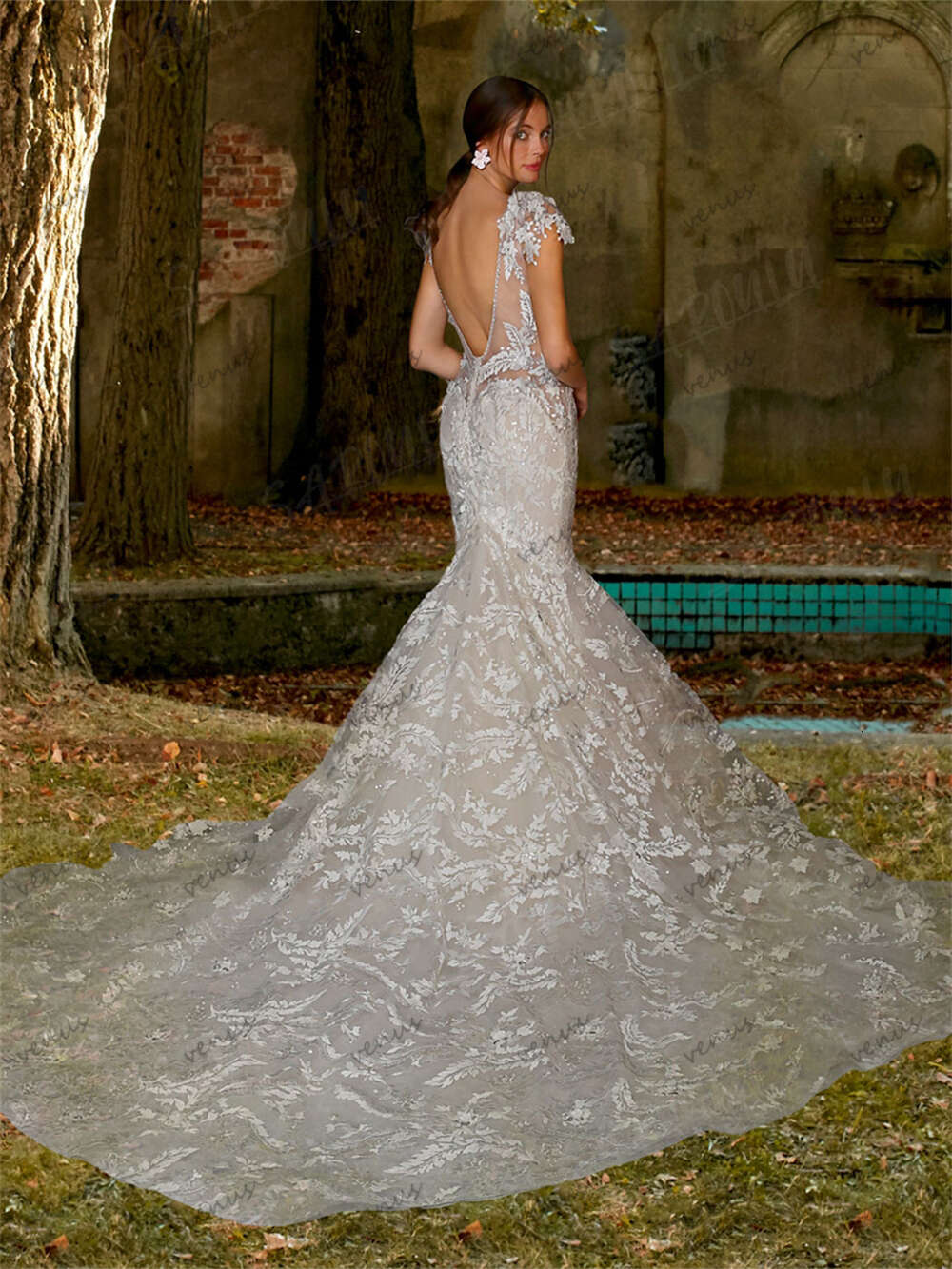 Gorgeous Wedding Dresses Sheath Mermaid Lace Appliques Sexy Bridal Gowns Deep V-Neck Backless 2024 Pretty Vestidos De Novia 2023