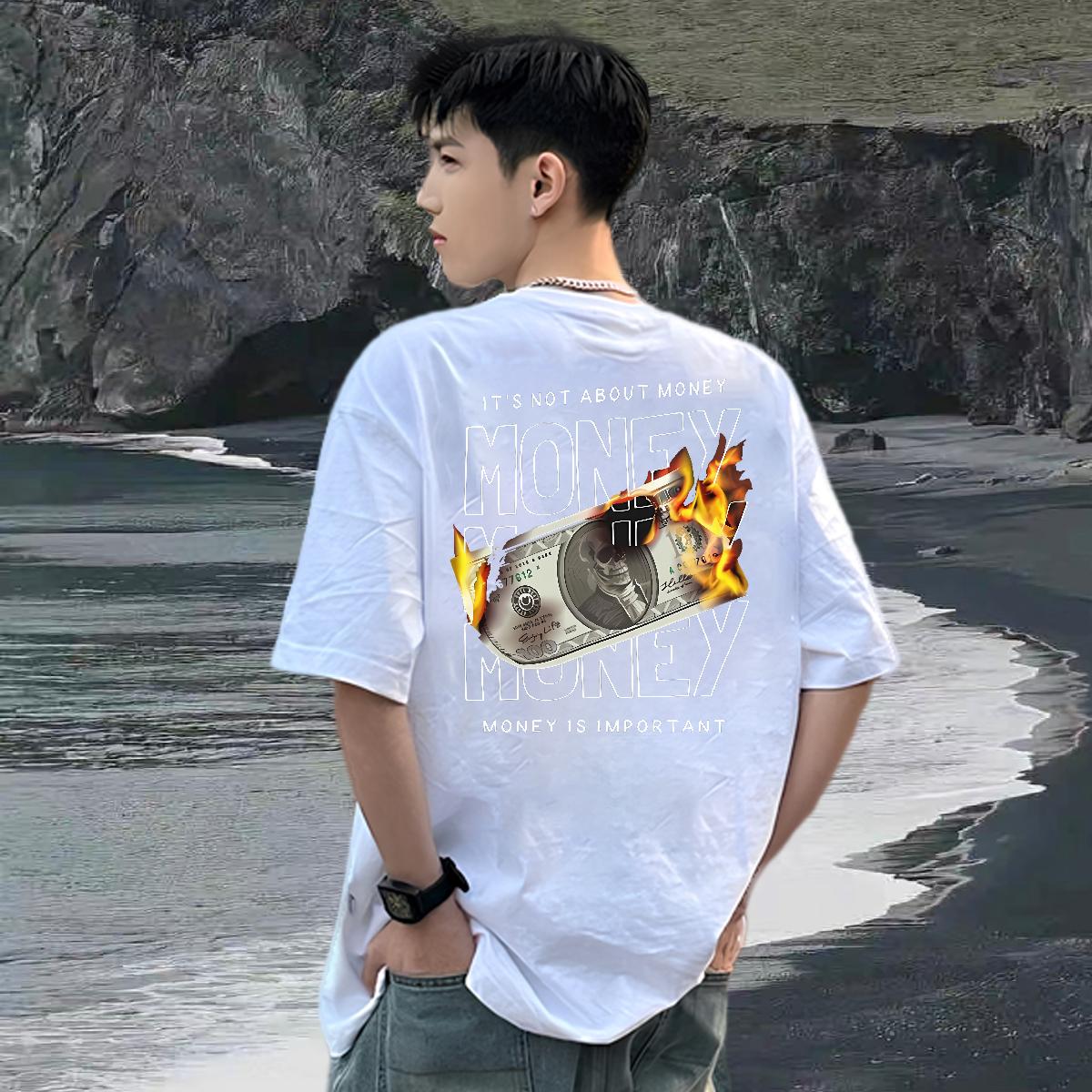 2024 Summer T Shirts Men Cotton Breathable Short Sleeve Street wear Hip Hop Men Tshirts Black White Cool Design Clothes