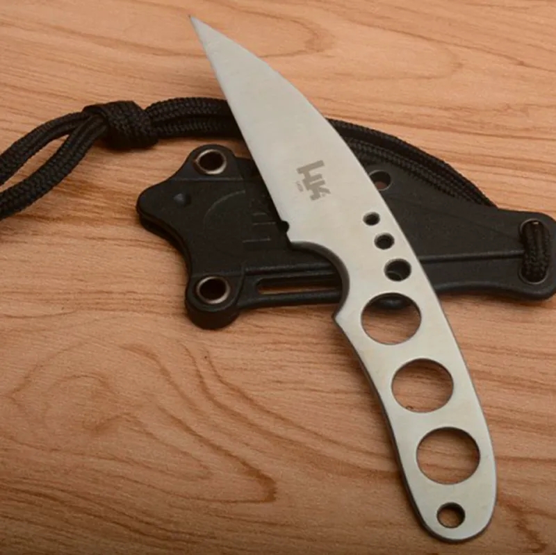 CS HK10 Neck Knife Mini Tactical Fixed Blade with Kydex Sheath Outdoor Camping Knives Survival Self-defense Portable Faca Pocket Utility EDC Tools