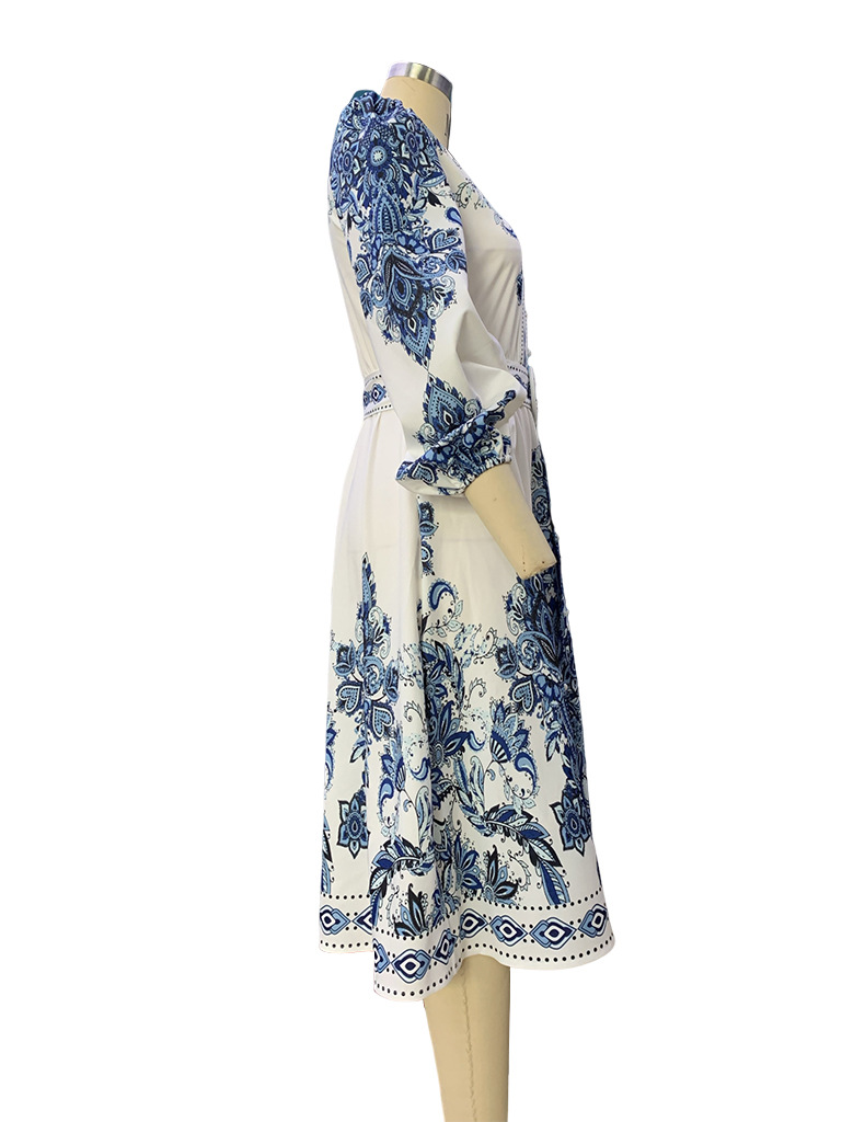 New women dress fashion hot partydress V-neck long-sleeved waist slim whitedress Summer Cotton Shirt Clothing High Quality Clothes dress for woman fam