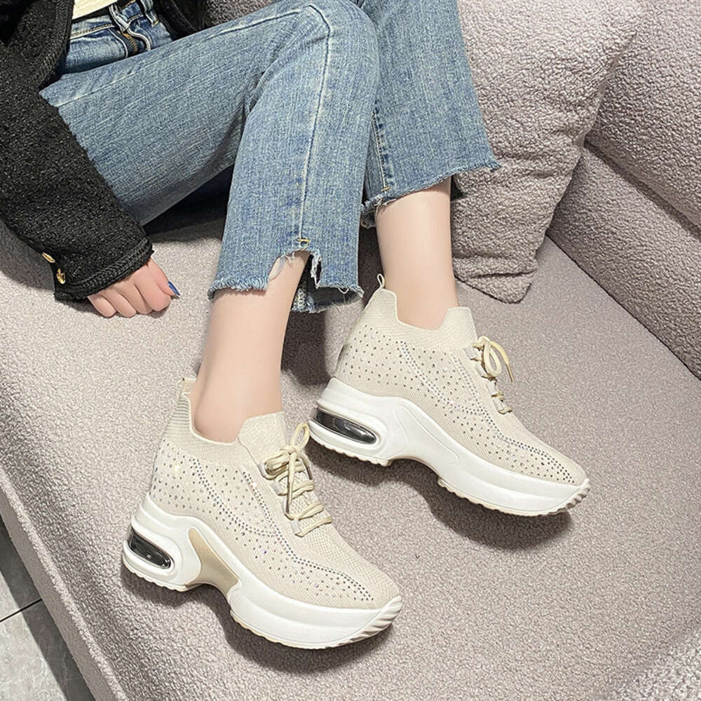 Ddmytiger Ddmytiger Women S Rhinestone Breathable Mesh Thick Bottom Lace Up Sneakers Lightweight Walking Trainers Zapatilla Deportiva Mujer ddmythur
