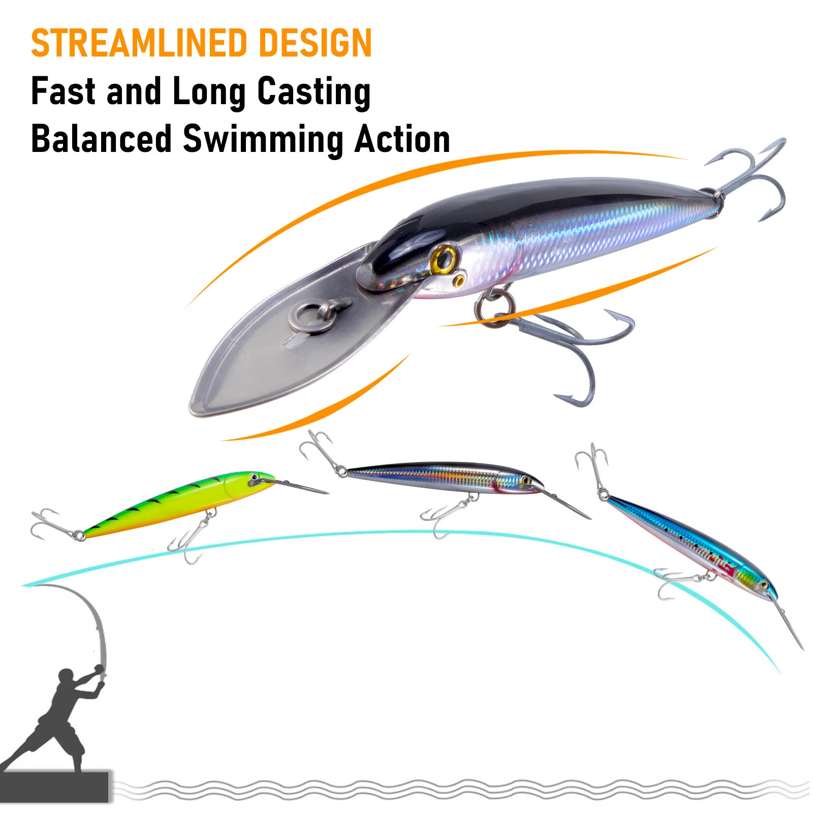 60g Minnow Crankbait Fishing Lure Diving-Lip Trolling Long Casting Saltwater Wobbler Swimbait Deep Sea Fishing Lure 190mm Pesca 240603