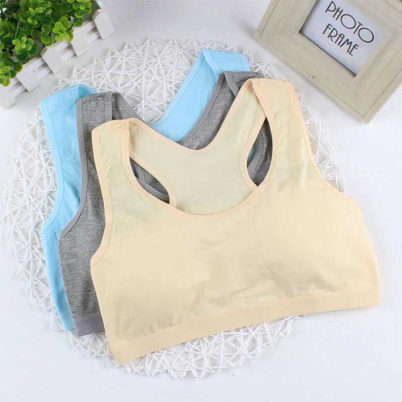 Camisole Camisole Teen Training Bra Girl Vest Cotton Spandex Sport Tops Adolescente s Underwear 9-14Year Wireless Girls Bandeau Top WX5.31