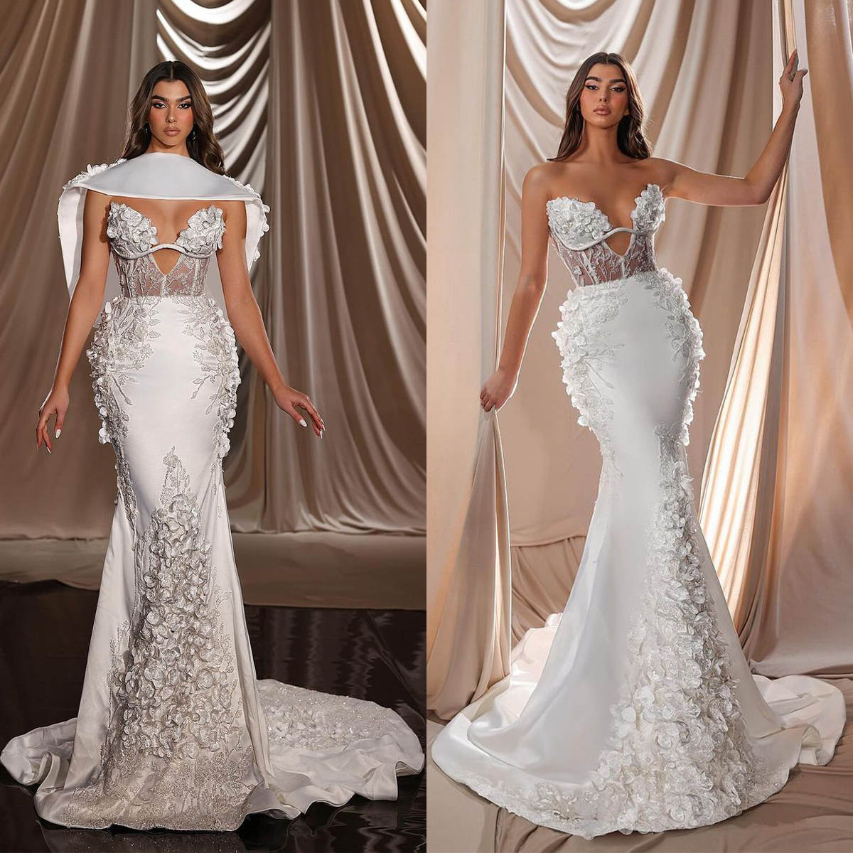 Fashion Mermaid Wedding Dresses 3D Floral-Appliques Lace Hollow Court Gown Backless Designer Zipper Custom Made Plus Size Bridal Gown Vestidos De Novi