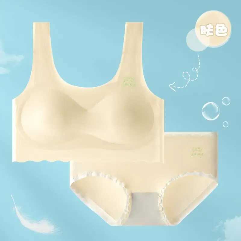 Camisole Camisole Girls bra and underwear set youth development stage lace seamless bra+2-piece set youth underwear WX5.31