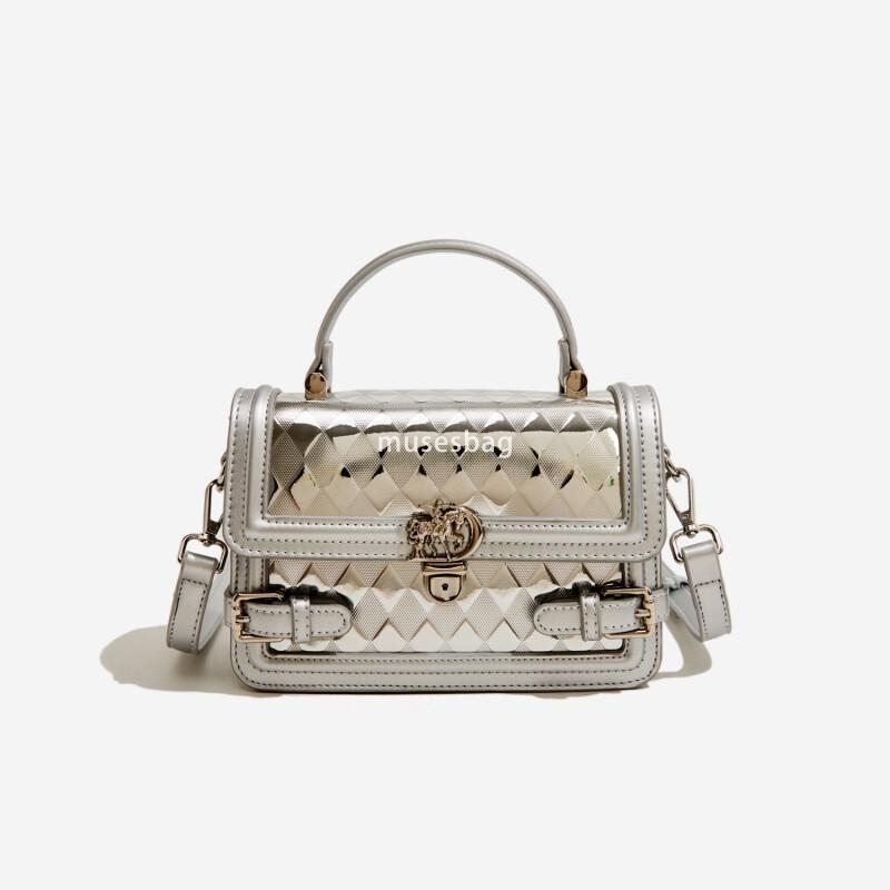 New PU women's bag, crossbody bag niche casual small fragrance handbag French bright leather shoulder bag large capacity mobile phone bag