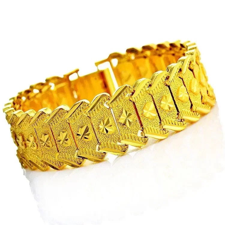 24K real Gold Mens Bracelet Star Real 9999 Steel Seal y240520