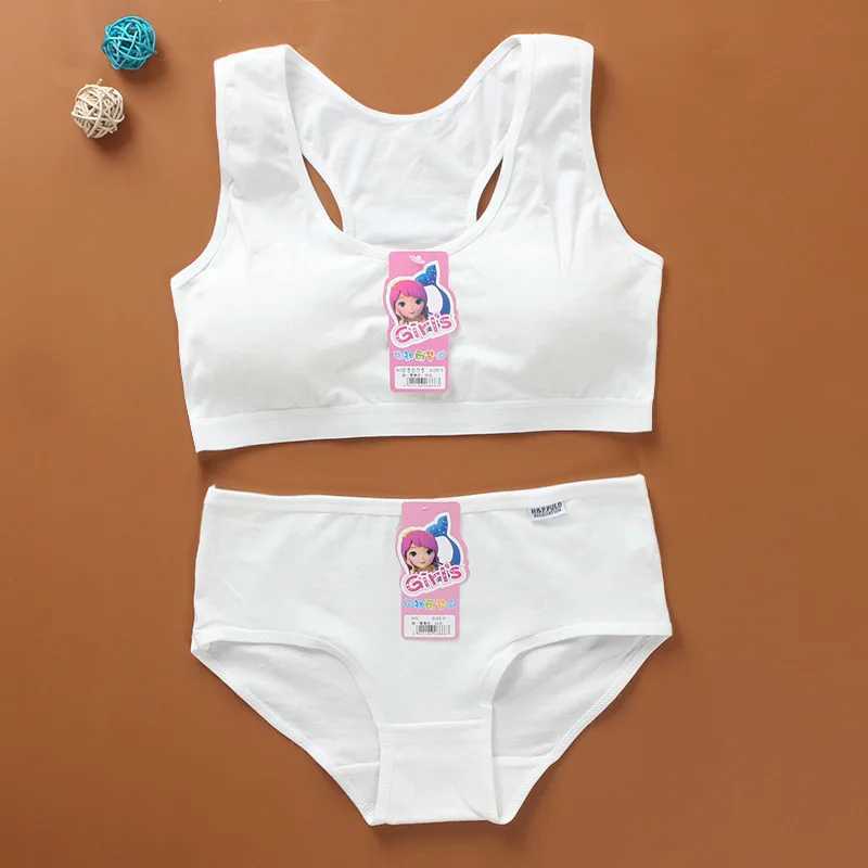 Camisole Camisole Pantie Bra Set Girls Underwear Vest Teens Suit Cotton Vest Double Layer Hipster Puberty Little WX5.31