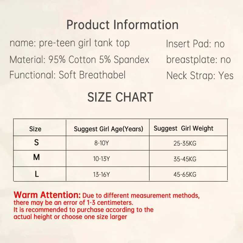 Camisole Camisole Cotton Training Youth Girls Bra Top Youth Girls Tank Top Comfortable Girls Underwear Sports Bra Casual Solid Color WX5.31