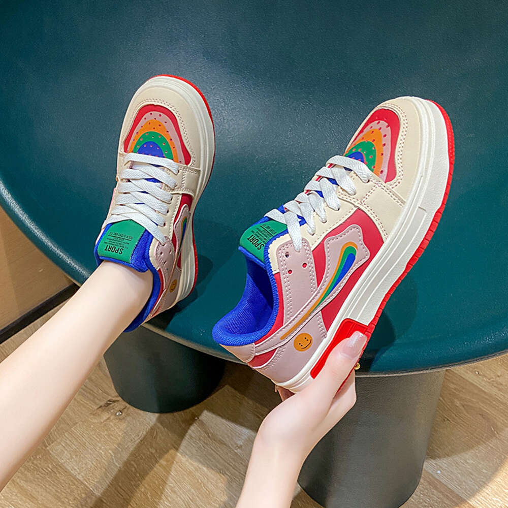 2024 New Women's Patchwork Skateboard Shoes Low Top Lace Up Sneakers Non Slip Breathable Walking Comfrotable Tennis ddmythur