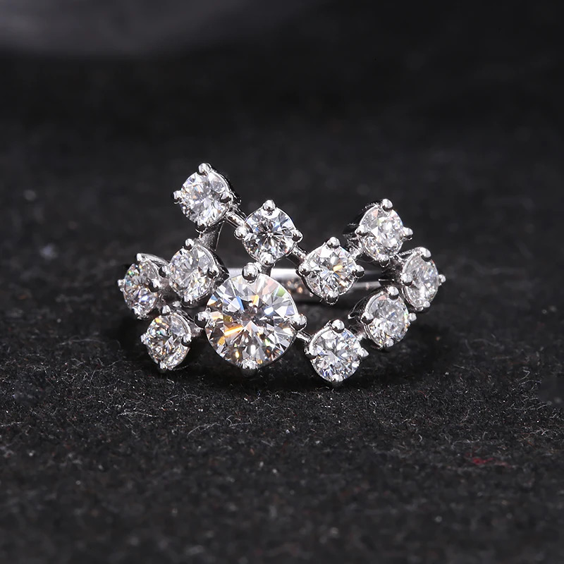 1.5ctw 5mm Round Excellent DEF Color CVD HPHT Lab Grown Diamond Engagement Ring Solid Real 18k White Gold For Women 240530