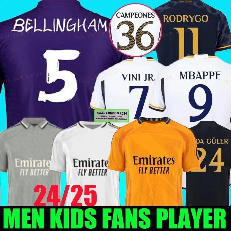 23 24 BELLINGHAM VINI JR soccer jerseys 2024 MBAPPE TCHOUAMENI CAMAVINGA ALABA MODRIC RODRYGO 16 17 18 20 21 REAL MADRIDS Men women kids kit uniforms football shirt