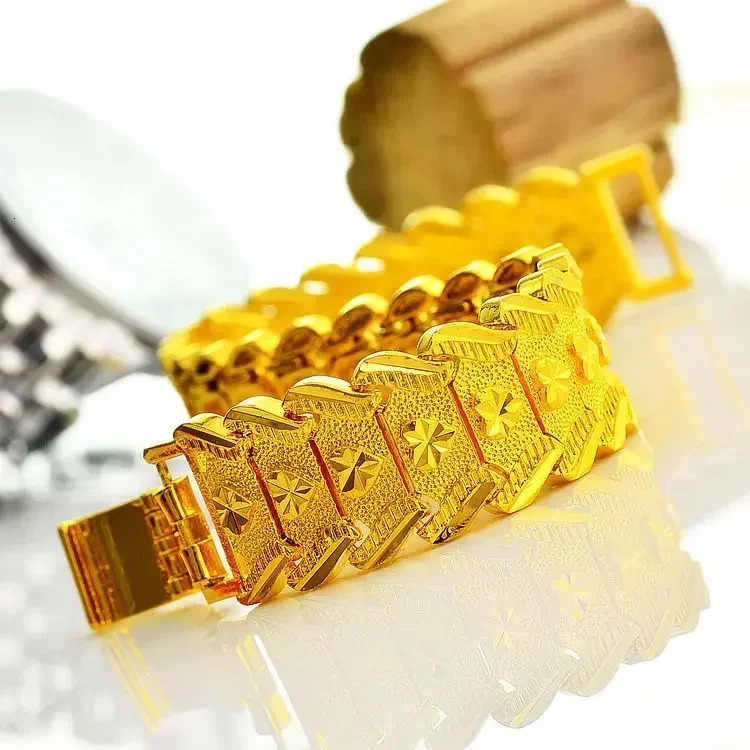 24K real Gold Mens Bracelet Star Real 9999 Steel Seal y240520