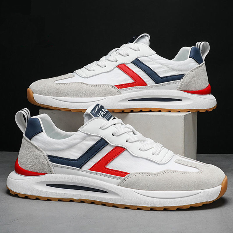 Men Shoes White Fashion Lace Up Style Retro Breathable Soft Sole Casual Shoes Comfortable Outdoor Running Sports Shoes
