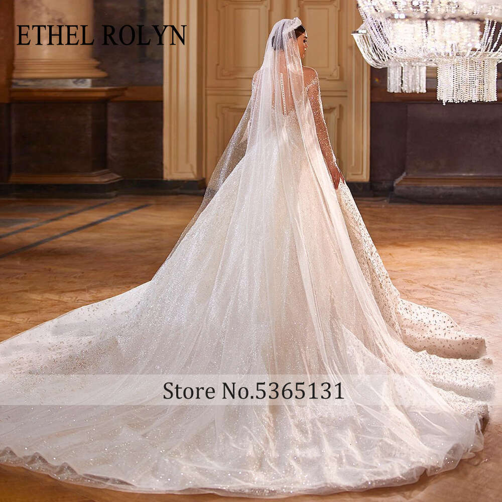 ETHEL ROLYN Wedding Dress For Women 2024 New Glitter Long Sleeve Princess Beading Backless Bridal Gown Vestidos De Novia