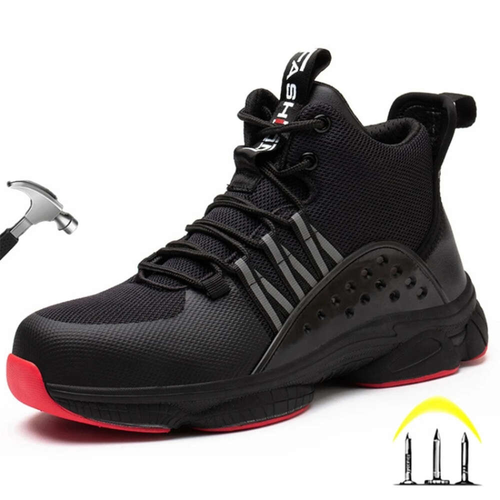Steel Toe Boots Men For Work Indestructible Black Safety Non Slip Cap Anti-Smash Outdoor Security Shoes