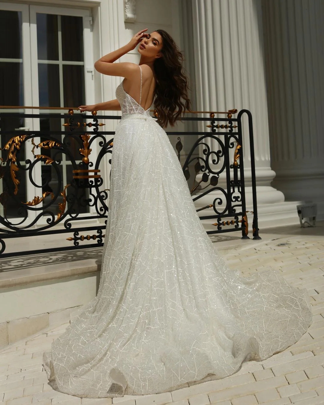2024Dadush Tulle Asaf Wedding Dresses Lace Appliqued Beach Spaghetti V Neck A Line Bohemian Split Boho Bridal Gowns Vestido De Novia